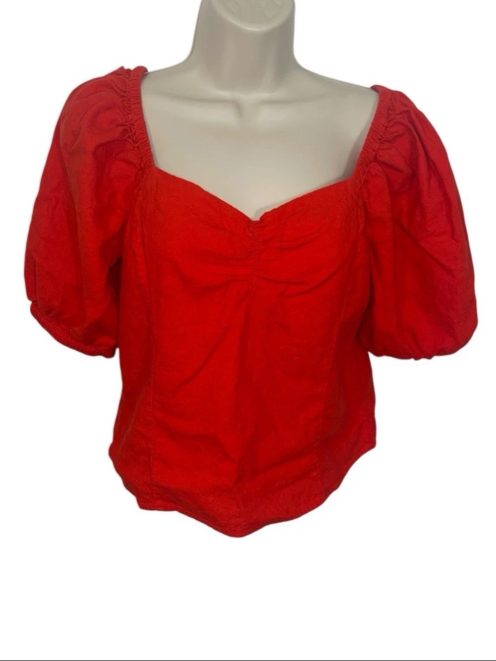 H&M Puff Sleeve Sweetheart Blouse